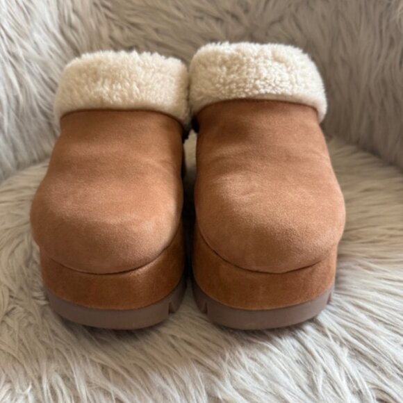 Steve Madden Womens Juney Tan Faux Fur Leather Platform Clog Mules Platform - Picture 2 of 6